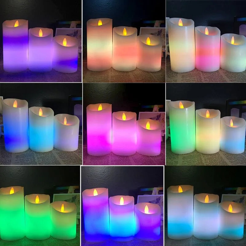 LED Candles Light Warm White Plus Multicolor Paraffin Wax Battery Operated