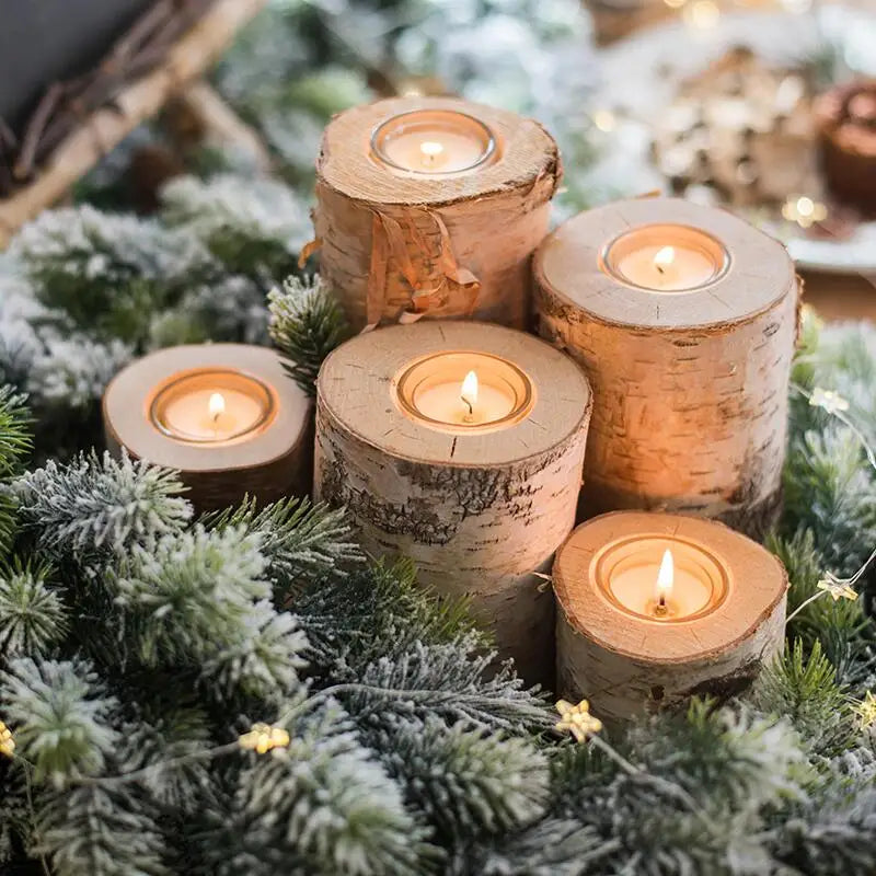 Wooden Candlestick and Succulent Plant Pot