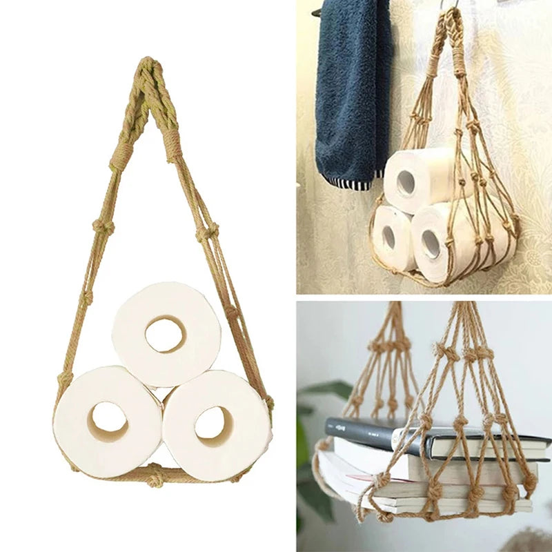 Cotton Rope Holder For Toilet Paper  or Magazines