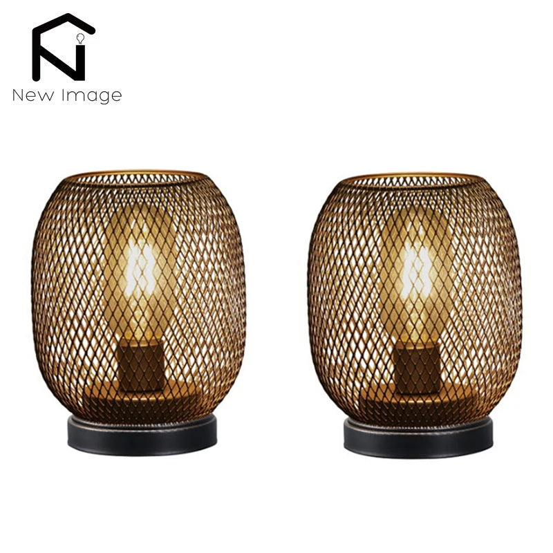 2Pcs Metal Round Shaped Lantern  LED & Battery Powered