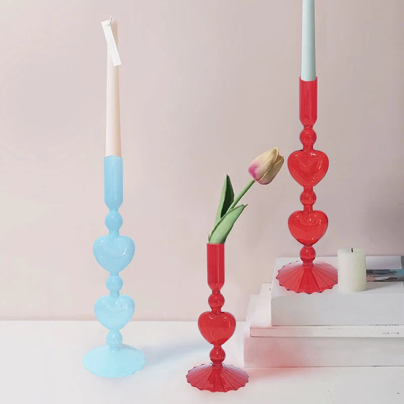 Heart Shape Glass Candlesticks Nordic Style