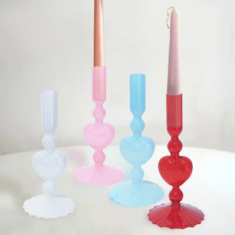 Heart Shape Glass Candlesticks Nordic Style