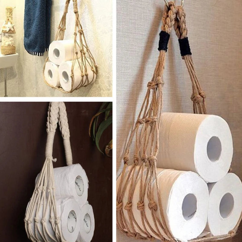 Cotton Rope Holder For Toilet Paper  or Magazines