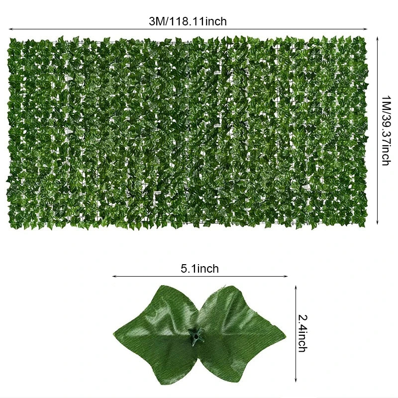 Artificial Ivy Hedge Panels  Different Green Leaves