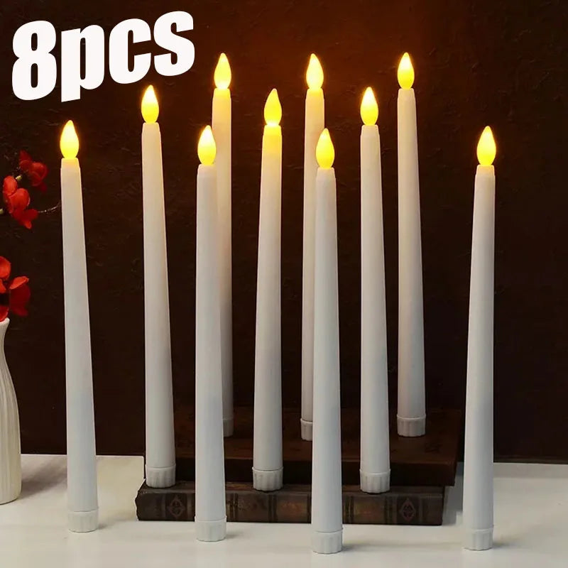 8PCS Long LED Decorative Flickering Candle Lights